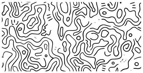 detailed wavy lines and shapes in monochrome black vector art