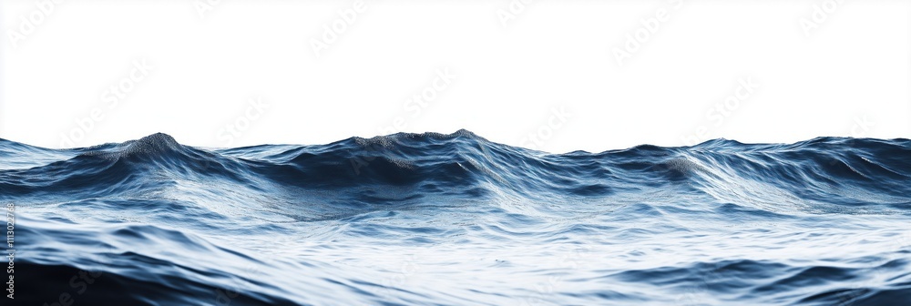 Poster wide horizontal view of water surface with waves. ocean surface in deep blue hues. calm, serene wate