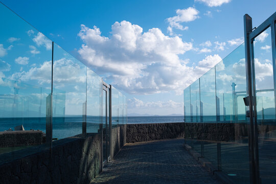 Glass Fence Overlooking Ocean