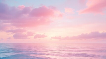 A serene seascape at sunset with pastel colors reflecting on calm waters.