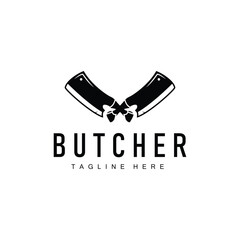 meat knife design butcher logo simple concept silhouette meat cutting illustration product brand template