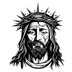 jesus christ portraits with spiritual expression black vector design