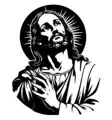 jesus christ portraits with spiritual expression black vector design