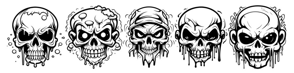 realistic human skull design with cracks and shading