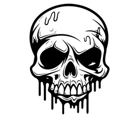 realistic human skull design with cracks and shading