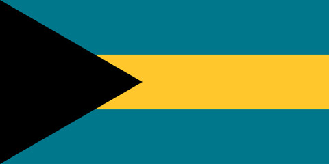 Bahamas flag in official colors, dimensions and aspect ratio. Vector flag symbolizing national pride, identity, heritage, patriotism and authority