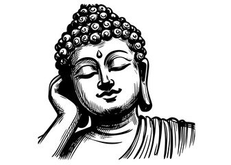 detailed meditating buddha figure in vintage style vector