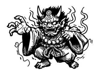 artistic chibi-style demon character with horns vector