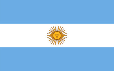Argentina flag in official colors, dimensions and aspect ratio. Vector flag symbolizing national pride, identity, heritage, patriotism and authority
