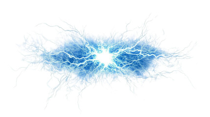Fototapeta premium Electric blue lightning explosion transparent background