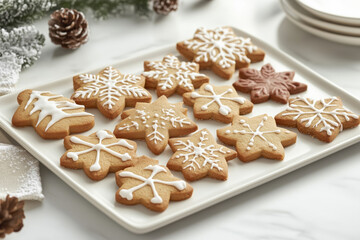 Various ginger christmas cookies stacked together