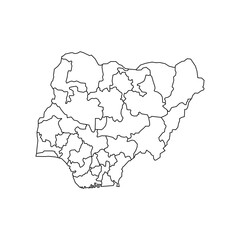 nigeria contour map, with regions isolated on white background. Vector illustration Central Africa