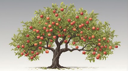 Obraz premium A Lush Apple Tree Abundantly Bearing Red Apples