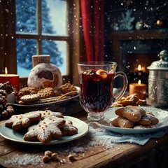 Obraz premium The Spirit of Christmas: Glühwein & Lebkuchen Through Creative Lenses,300 DPI