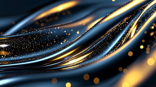 Close-up of a luxurious black and gold abstract background, with shimmering gold accents, perfect for a sophisticated business presentation banner