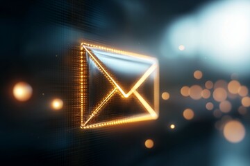 An envelope with a bright orange border is lit up
