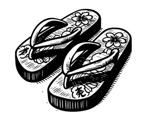 hand-drawn beach sandals illustration for summer themes – vector collection