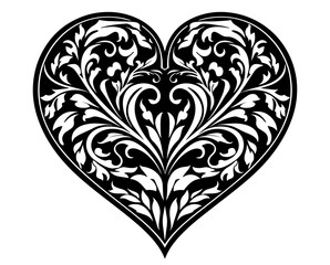 elegant heart motifs in artistic detail – black vector graphics