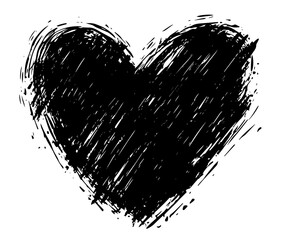 sketchy heart with rough texture in monochrome black vector art
