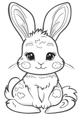 Fototapeta premium Cartoon Rabbit Coloring Page Illustration