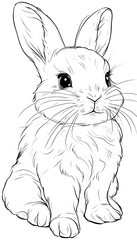 Fototapeta premium Cartoon Bunny Coloring Page Illustration