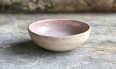 A small delicate dish perfectly sized for holding jewelry or small trinkets. The pottery is a soft pale pink with a smooth shiny glaze creating a gentle contrast with the rough texture