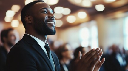 Businessman Applauding at Conference