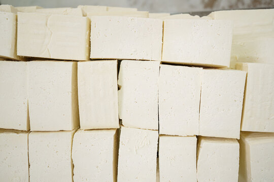 Fresh cheese blocks