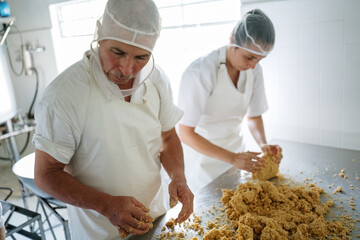 Employees working in a dairy company