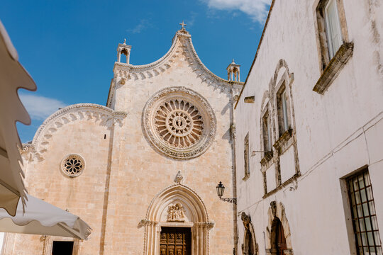 Architectural details of the facade of a building in the town Ostuni