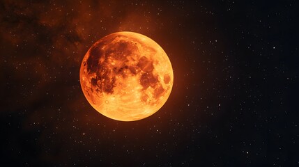 Obraz premium A stunning view of the full moon shining brightly in the night sky, casting a silvery glow over the landscape, creating a serene and peaceful atmosphere.