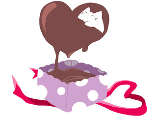 ハートのチョコ ねこ 主線なし