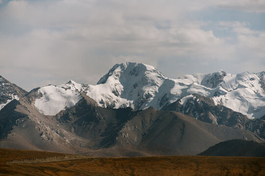 Mountain Range Under Snow