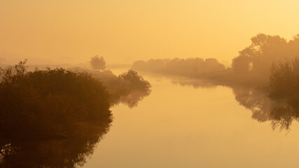 misty morning on the river witham in Lincoln