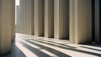 vertical building pillars and shadows on the floor