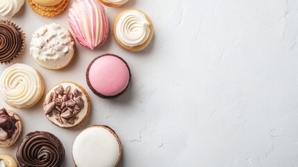 Obraz premium Assorted mini desserts with frosting and toppings