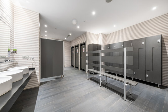Modern and Elegant Spa Changing Room with Lockers