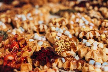 Tempting Display of Assorted Pastries in Pastry Shop Window