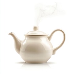 Obraz premium A steaming white teapot, symbolizing warmth and comfort.