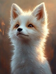 Adorable White Fox Kit: A Captivating Portrait in Golden Light