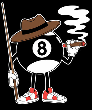 Smoking 8ball funny illustration
