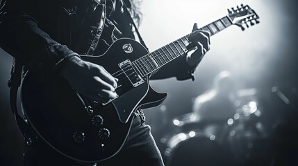 Musician Playing Electric Guitar On Stage