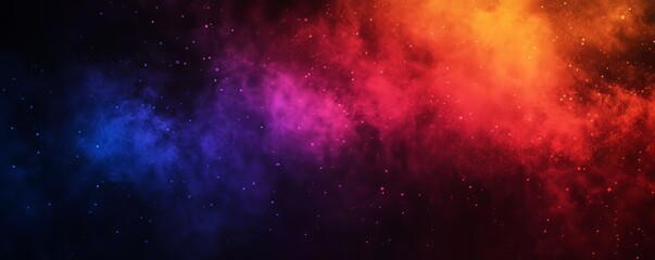 Fototapeta premium Dark grainy color gradient background, purple red orange blue black colors banner poster cover abstract design