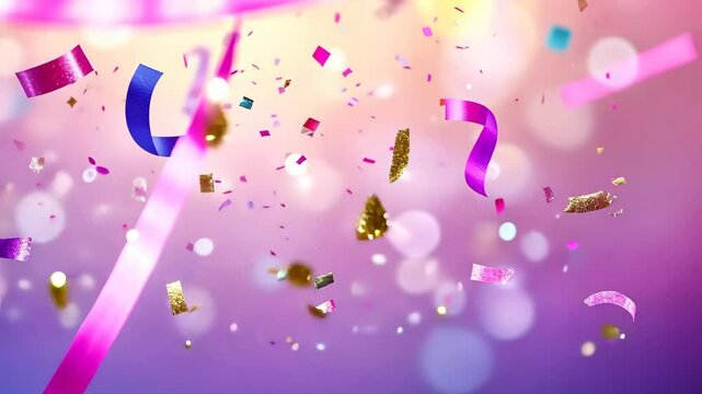 Colorful confetti falls during a festive celebration, creating a joyful atmosphere full of excitement and cheerfulness