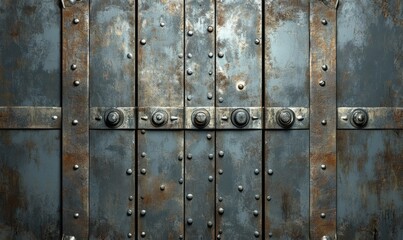 Fototapeta premium Background of old metal door with wooden interior
