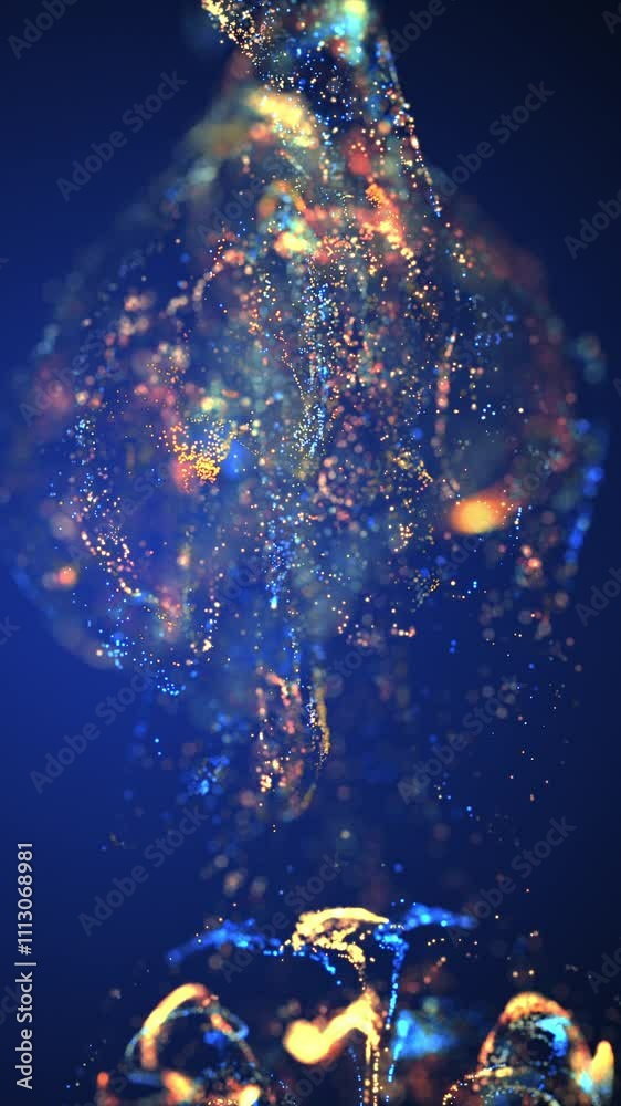 Fototapete blue and golden particle stream. digital data flow. creative abstract background. dynamic pattern wi