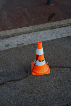 Chained Orange Traffic Cone