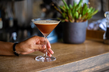 Espresso Martini Cocktail on bar