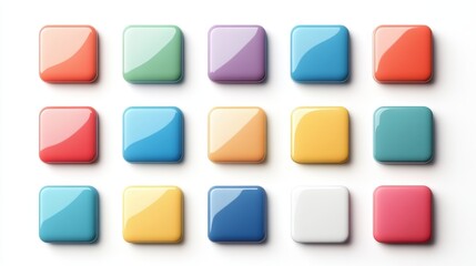 Colorful glossy square buttons arranged in rows