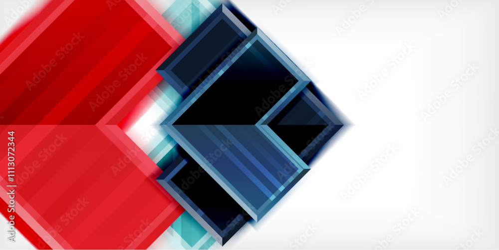 Poster Arrow symbols created with 3d effects and line texture geometric abstract background